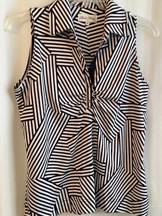 SPORT HALEY… black and white, striped top, geometric pattern, size medium - Picture 1 of 7